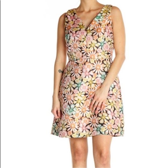 Banana Republic NWT Floral Jacquard Fit and Flare Sleeveless Lined Dress - Picture 1 of 10